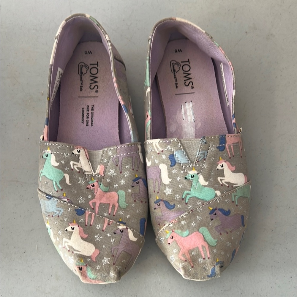 Toms Gray and Pink Moccasins Slip-On Shoes